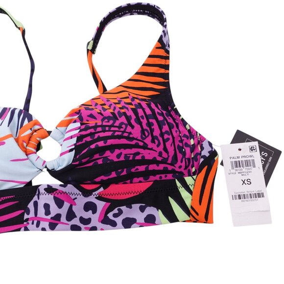 NWT Bar III Palm Prowl O-Ring Bikini Top Sz XS Multicolor Floral Push Up Lined - Picture 5 of 11